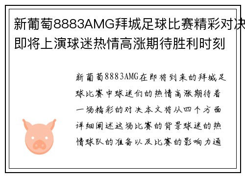 新葡萄8883AMG拜城足球比赛精彩对决即将上演球迷热情高涨期待胜利时刻