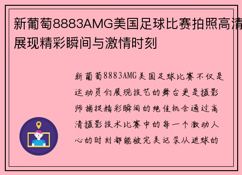 新葡萄8883AMG美国足球比赛拍照高清展现精彩瞬间与激情时刻