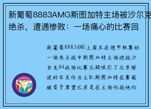 新葡萄8883AMG斯图加特主场被沙尔克绝杀，遭遇惨败：一场痛心的比赛回顾