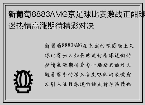 新葡萄8883AMG京足球比赛激战正酣球迷热情高涨期待精彩对决