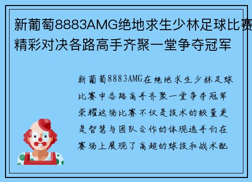 新葡萄8883AMG绝地求生少林足球比赛精彩对决各路高手齐聚一堂争夺冠军荣耀