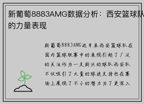 新葡萄8883AMG数据分析：西安篮球队的力量表现