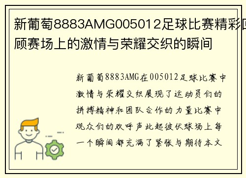 新葡萄8883AMG005012足球比赛精彩回顾赛场上的激情与荣耀交织的瞬间
